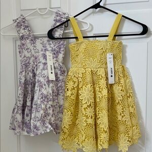 Aqua Yellow and Purple Floral Lace Kids Dresses xxs